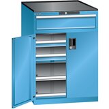 LISTA Predalnik s krilnimi vrati, višina 1020 mm, 2 polici, 3 predali, nosilnost 200 kg, svetlo moder | Shoptok.si