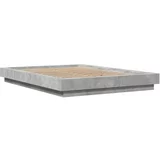 vidaXL Okvir krevet s LED svjetlima siva boja betona 135x190 cm drveni