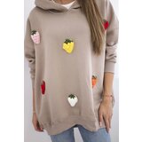 Kesi Insulated sweatshirt with strawberry motif dark beige | shoptok.hr