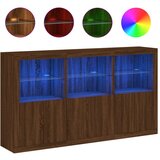 Maison Chic Komoda - Predalnik z LED lučkami dimljen rjav hrast 181,5x37x100 cm, (21721283) | Shoptok.si