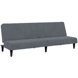  Kavč dvosed z ležiščem in stolčkom za noge temno siv žamet | Shoptok.si