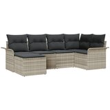 vidaXL 6-Dijelni Vrtni Kauč Set s Jastucima Svjetlosivi Poly Rattan, 2-Sjedni Vrtni Kauč s Odlaganjem i Jastucima Svjetlosivi Poly Rattan Cijene