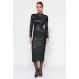 Trendyol Black Fitted Velvet Elegant Evening Dress Cijene