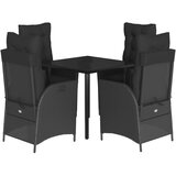  5-dijelni vrtni blagovaonski set s jastucima od poliratana crni Crna 80 x 80 x 74 cm | Shoptok.si