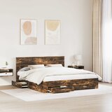  Krevetna konstrukcija s ladicama Dimljeni hrast 200 x 200 cm | shoptok.hr