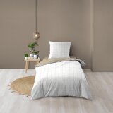 Douceur d intérieur Bela/bež enojna bombažna posteljnina 140x200 cm Cadria – | Shoptok.si