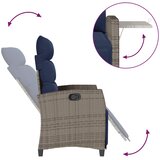  Vrtna stolica s naslonom i pomoćnim stolom, siva, poliratan | shoptok.hr