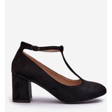 EVENTO Black Faux Suede Pumps with Chunky Heel Raniyah | Shoptok.si