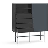 Teulat Crna/antracitno siva visoka komoda s kliznim vratima 120x140 cm Nube – | shoptok.hr