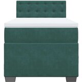 vidaXL Box spring postelja z vzmetnico temno zelena 100x200 cm žamet | Shoptok.si