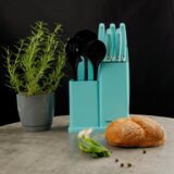 Kondela TEMPO-KAHON, set nožev in kuhinjskega orodja, 10 kos, v stojalu, neomint | Shoptok.si