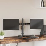  Dvostruki nosač za monitor crni čelični VESA 75/100 mm Slike