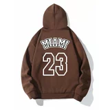 K&H TWENTY-ONE Unisex Brown Miami 23 Printed Hooded Sweatshirt
