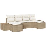 vidaXL 6-delni vrtni kavč set z blazinami Bež poli ratan, (22092526) | Shoptok.si