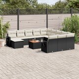  13-dijelni set vrtnih sofa s jastucima poliratan crni | shoptok.hr