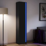 vidaXL Visoka omara z LED črna 41,5x32,5x200 cm inženirski les | Shoptok.si