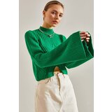Bianco Lucci Women's Half Turtleneck Patterned Crop Sweater Cene