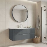Hanah home Moonlight 120 v2 - 406 Matte Grey Bathroom Cabinet With Sink & Mirror Set (2 Pieces) Cene