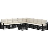 vidaXL Vrtna sedežna garnitura 10 pcs Črna poli ratan, (5000270893) | Shoptok.si