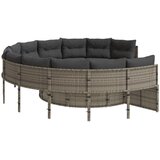  Vrtna sofa s jastucima okrugla sivi od poliratana | shoptok.hr
