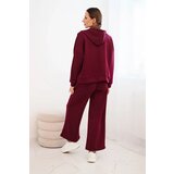 Kesi Włoski Women's set with wide-leg pants and zip-up sweatshirt plum | Shoptok.si
