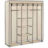  Garderobna omara s predelki in palicami krem 150x45x175cm blago, (20705288) | Shoptok.si