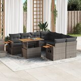  9-dijelni set vrtnih sofa od poliratana s jastucima sivi | shoptok.hr