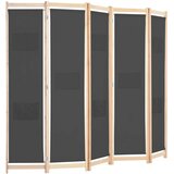 vidaXL Sobna pregrada s 5 panela od tkanine 200 x 170 x 4 cm siva | shoptok.hr
