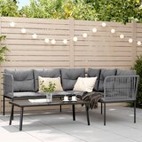 vidaXL Set vrtnih sofa s jastucima crni od čelika i tekstilena | shoptok.hr