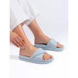 Shelvt Blue Women's Flat Flip Flops cene