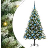 vidaXL Umjetna jelka s pantenom i pahuljicama Zelena i bijela 150 cm | shoptok.hr