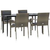  5-dijelni vrtni blagovaonski set crno-sivi od poliratana | shoptok.hr