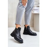 EVENTO PE1 Leather Ankle Boots With Flat Heel Warm Black Komisa | Eponuda.ba