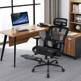  Ergonomski pisarniški stol z zložljivim naslonom za noge, nastavljivo ledveno oporo - črne barve | Shoptok.si