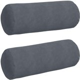 vidaXL Blazine 2 pcs Temno siva Ø 25 x 70 cm Žametna tkanina | Shoptok.si