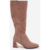 Boto Women's Heeled Boots with Gold Element Beige Nivarae | shoptok.hr
