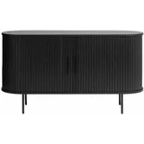 Unique Furniture Crna niska komoda u dekoru hrasta 140x76 cm Nola -