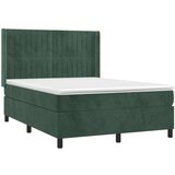 vidaXL Krevet box spring s madracem LED tamnozeleni 140x200 cm baršun | shoptok.hr