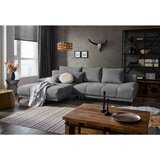 Hom`in KOTNA SEDEŽNA GARNITURA, šenilja siva, temno siva | Shoptok.si