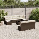 vidaXL 11-dijelni set vrtnih sofa od poliratana s jastucima smeđi | shoptok.hr
