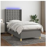  Box spring postelja z vzmetnico LED temno siva 100x200 cm blago | Shoptok.si