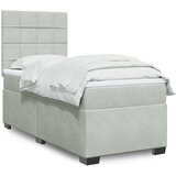 The Living Store Box spring postelja z vzmetnico svetlo siva 100x200 cm žamet - Box Spring Postelja, (21428100) Cene