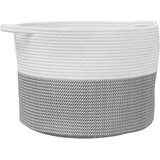  Košara za rublje sivo-bijela Ø 55 x 36 cm pamučna | shoptok.hr