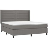 vidaXL Box spring postelja z vzmetnico LED temno siva 180x200 cm blago | Shoptok.si