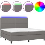  Box spring postelja z vzmetnico LED temno siva 200x200 cm blago, (20725586) | Shoptok.si