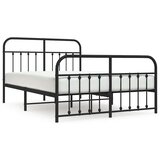 Metalni okvir kreveta uzglavlje i podnožje crni 135x190 cm | shoptok.hr