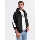 Ombre Men's unbuttoned hooded sweatshirt with piping - black | shoptok.hr