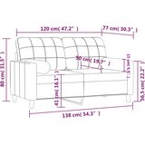  Dvosjed s ukrasnim jastucima krem 120 cm od tkanine | shoptok.hr