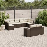  9-dijelni set vrtnih sofa s jastucima poliratan smeđi | shoptok.hr
