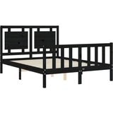  Kreveta s uzglavljem crni 4FT mali bračni masivno drvo | shoptok.hr